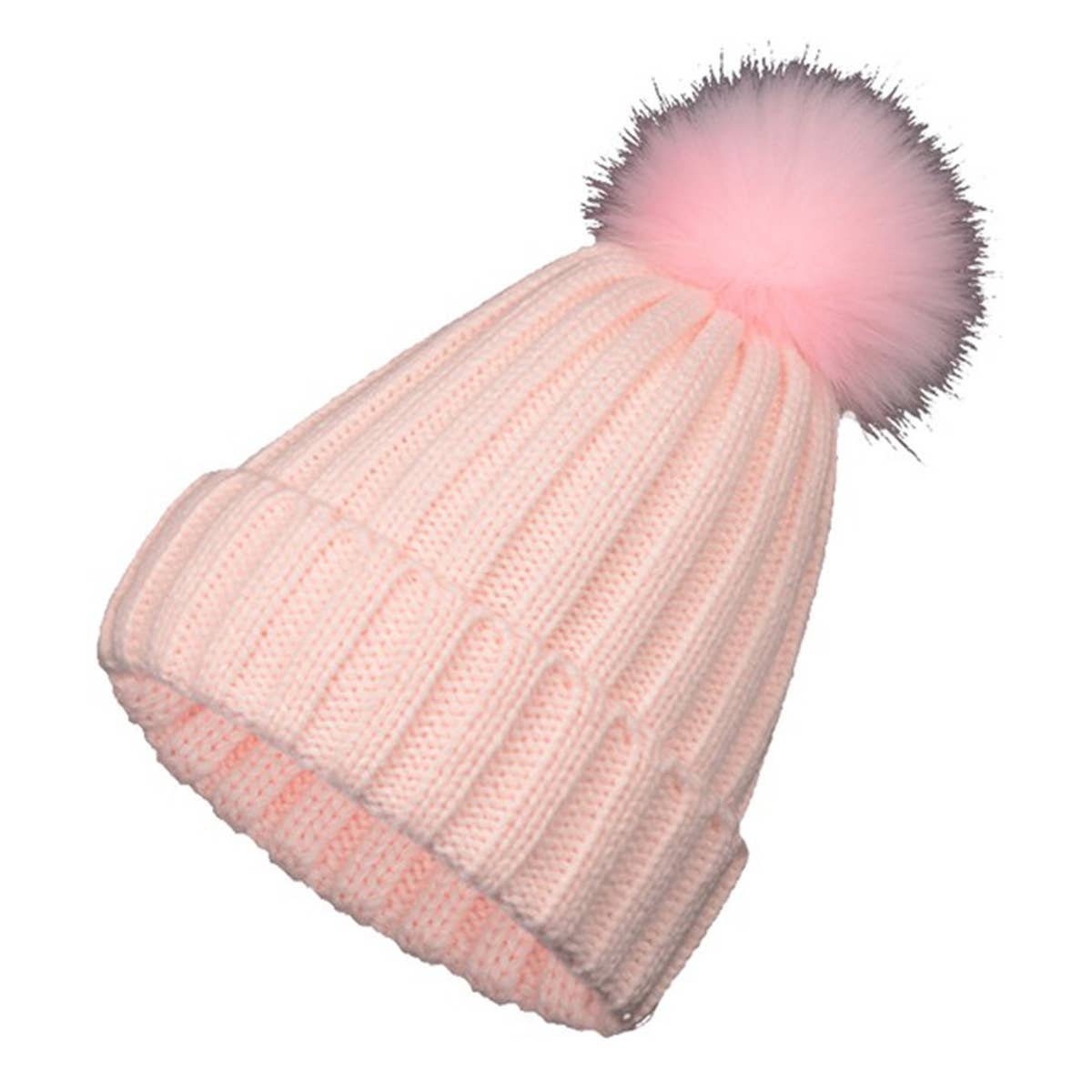 ACCITY FLUFFY BALL SIMPLE BASIC KNIT BEANIE_CWAH331: Black / (OS) 1